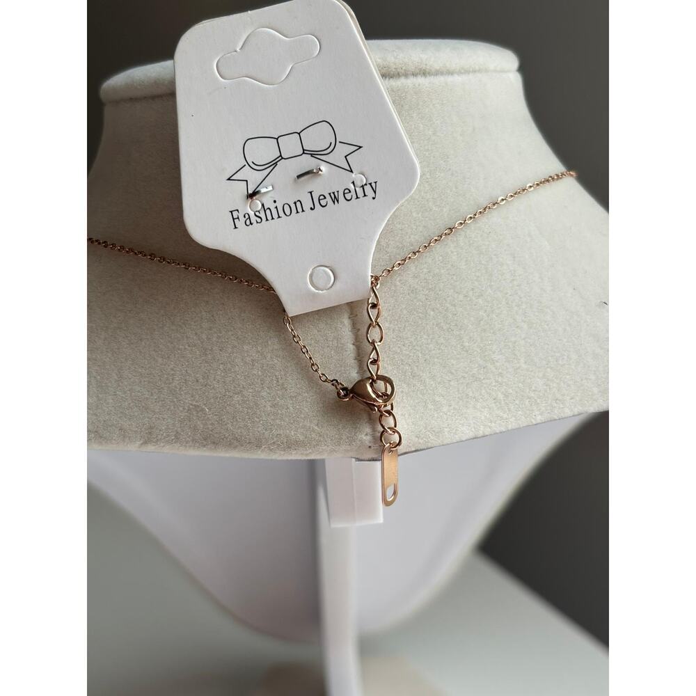 Rose Gold Geometric Triangle Necklace Minimalist Dainty Pendant - Picture 6 of 6